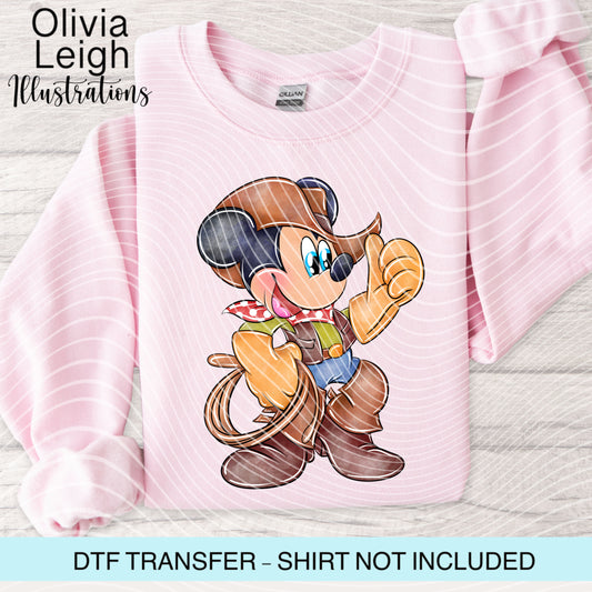 Cowboy Mouse Dtf Transfer