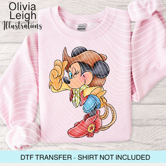Cowboy Mouse Dtf Transfer