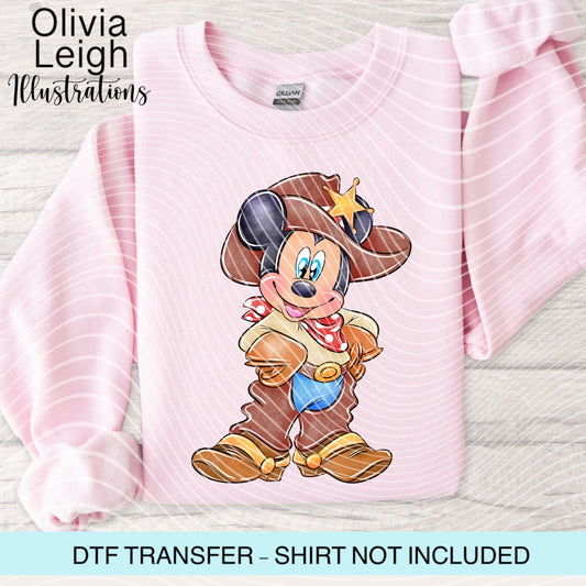Cowboy Mouse Dtf Transfer