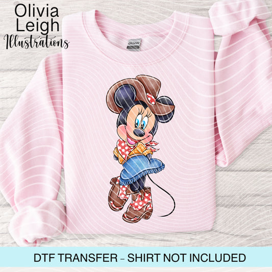 Cowboy Mouse Dtf Transfer
